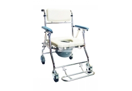 免運【好鄰居】AL1074 附輪收合鋁製便器椅-四小輪